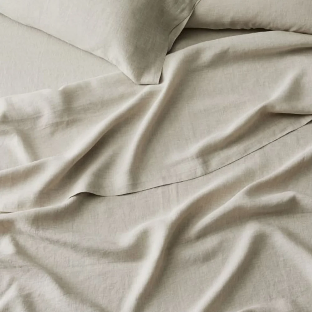 ❤️BUY 2 GET 1 FREE West Elm European Flax Linen Sheet Set, Natural Flax, King